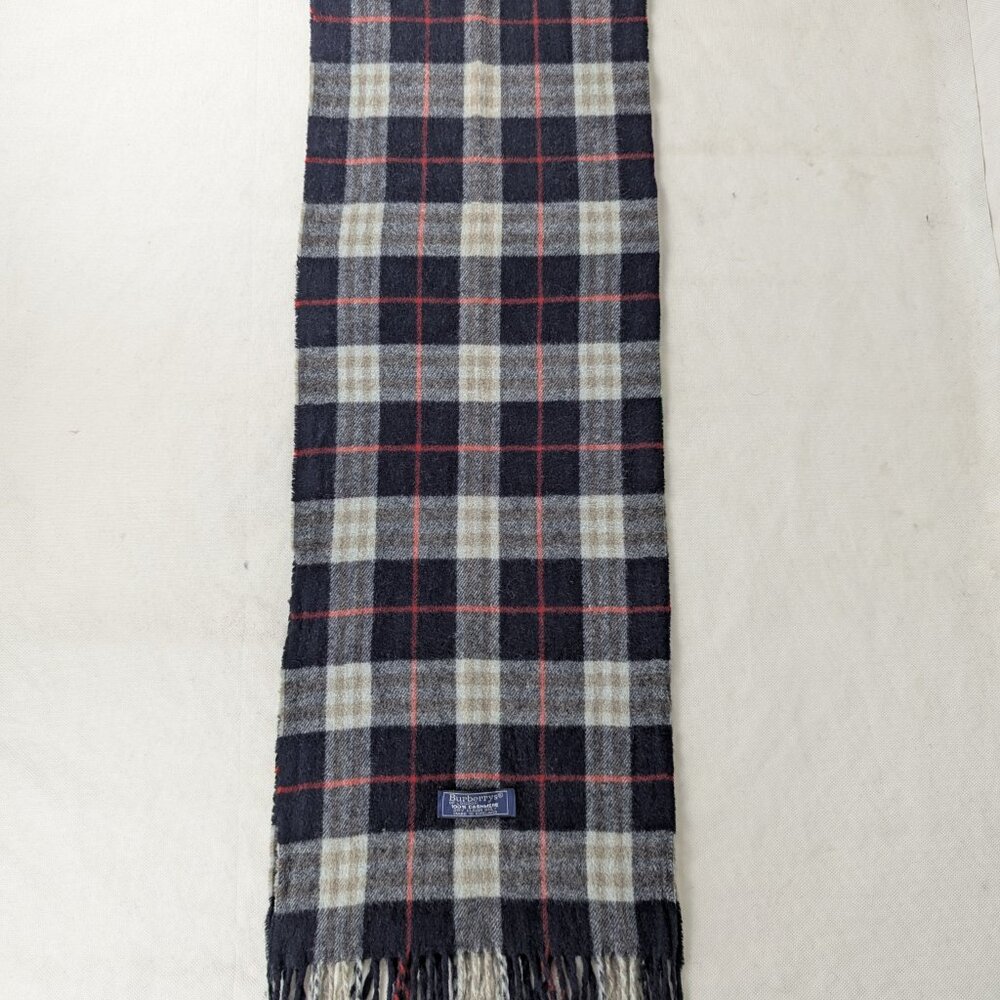 Burberry Cashmere Check Scarf Blue Unisex | Iconic Designer | Fast Shipping - Picture 3 of 6